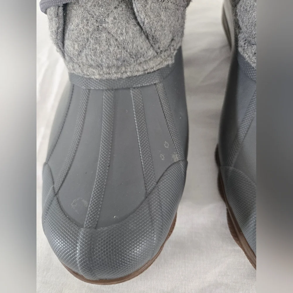 Sperry Syren Gulf Wool Quilt Duck Boots Lace Up Gray Waterproof Rain, size 9M